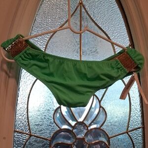 Green Women’s Bikini Bottom with Gold Accent